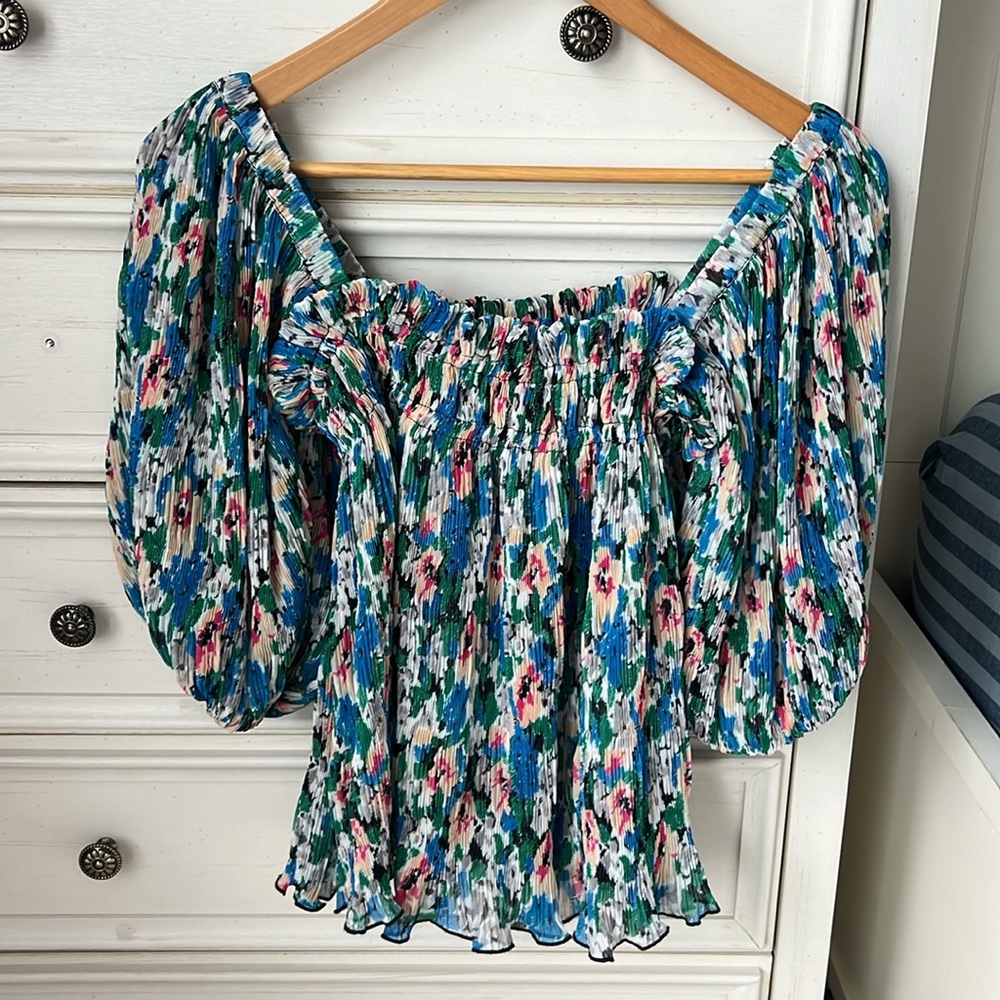 GANNI Georgette Top Smocked
